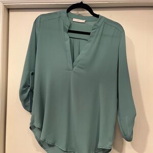 Lush Women's Sheer Green Blouse
